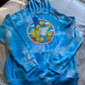 NWOT The Simpsons Brand Hoodie Sweatshirt Blue Tie-Dye Large Great Sweatshirt!